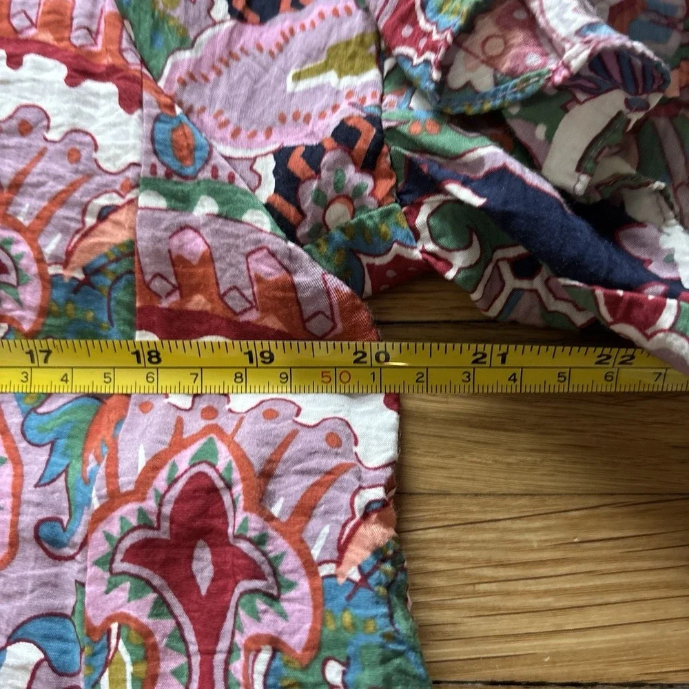Anthropologie Antoinette Pink Paisley Boho‎ Floral Maxi Shirt Dress Relaxed Boho